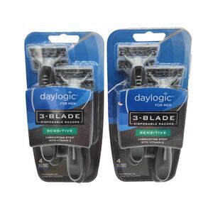 Daylogic for Men 3-Blade Disposable Razors Sensitive 2 Packs 8 Razors Total NEW